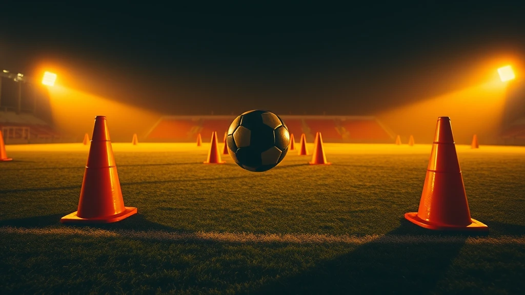 A ball weaving between training cones